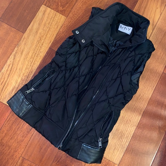 🎉HP🎉Marc NY Performance Quilted Puffer Vest Faux Leather Trim women’s Small - Picture 3 of 14